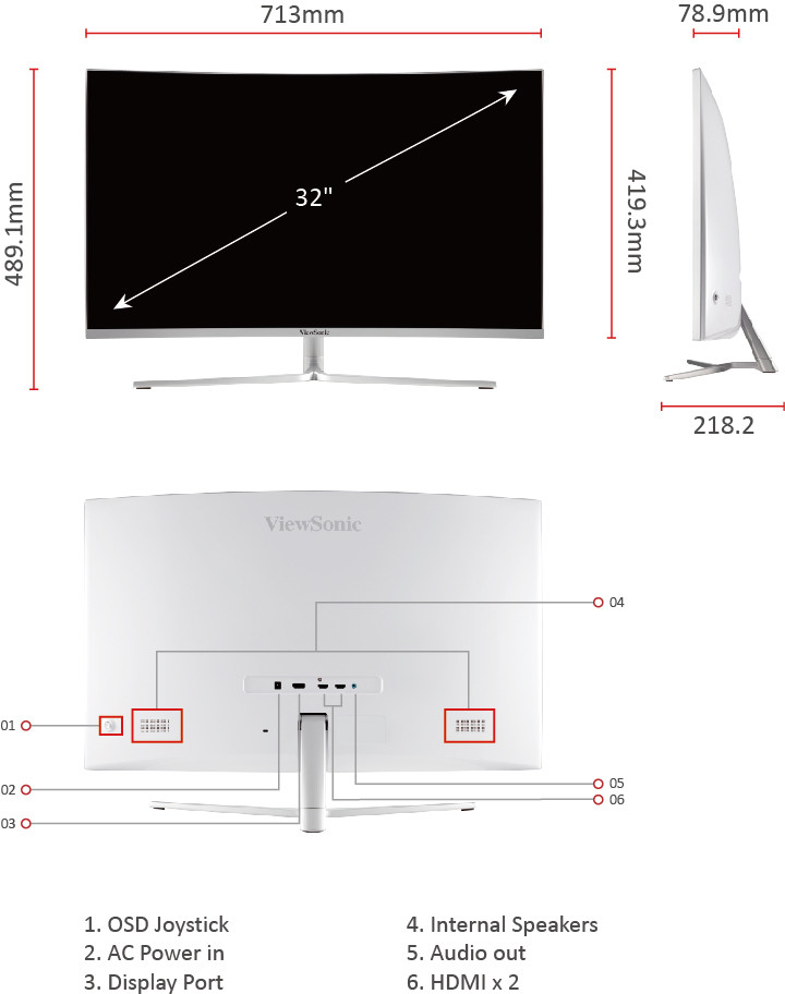 Dimension (Display with stand) 1