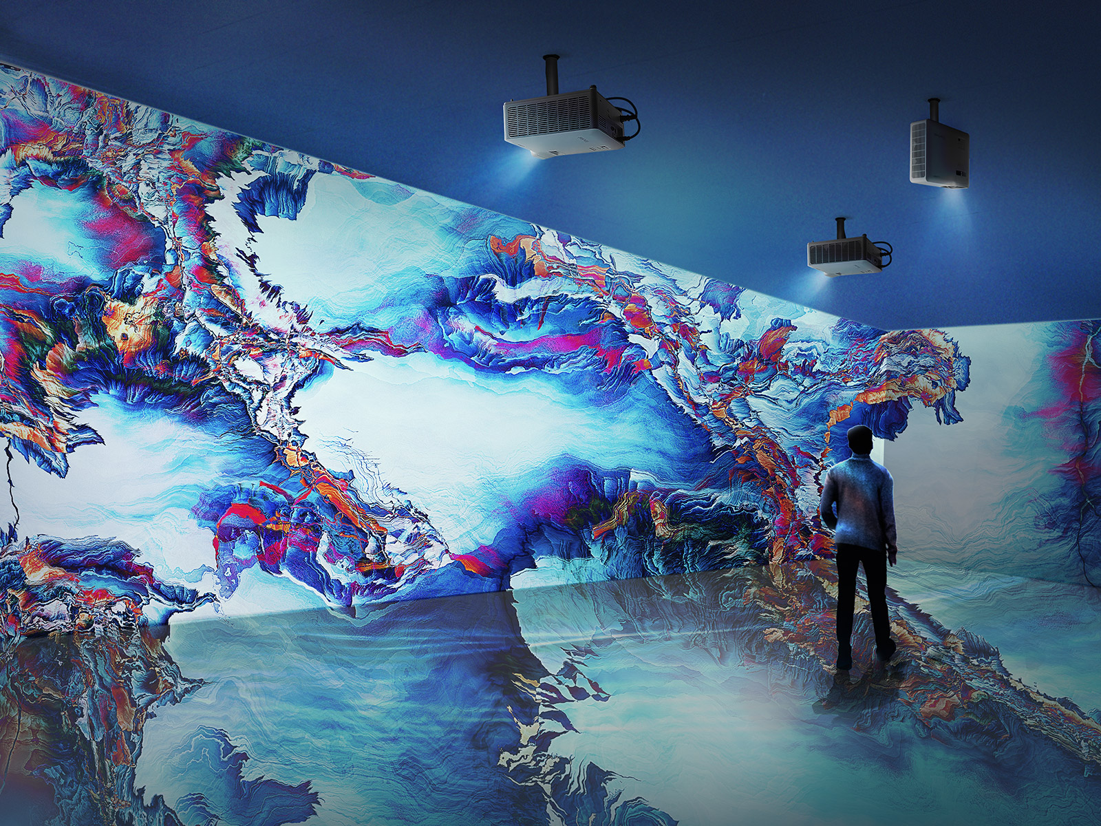 Interactive exhibition featuring projected visuals.