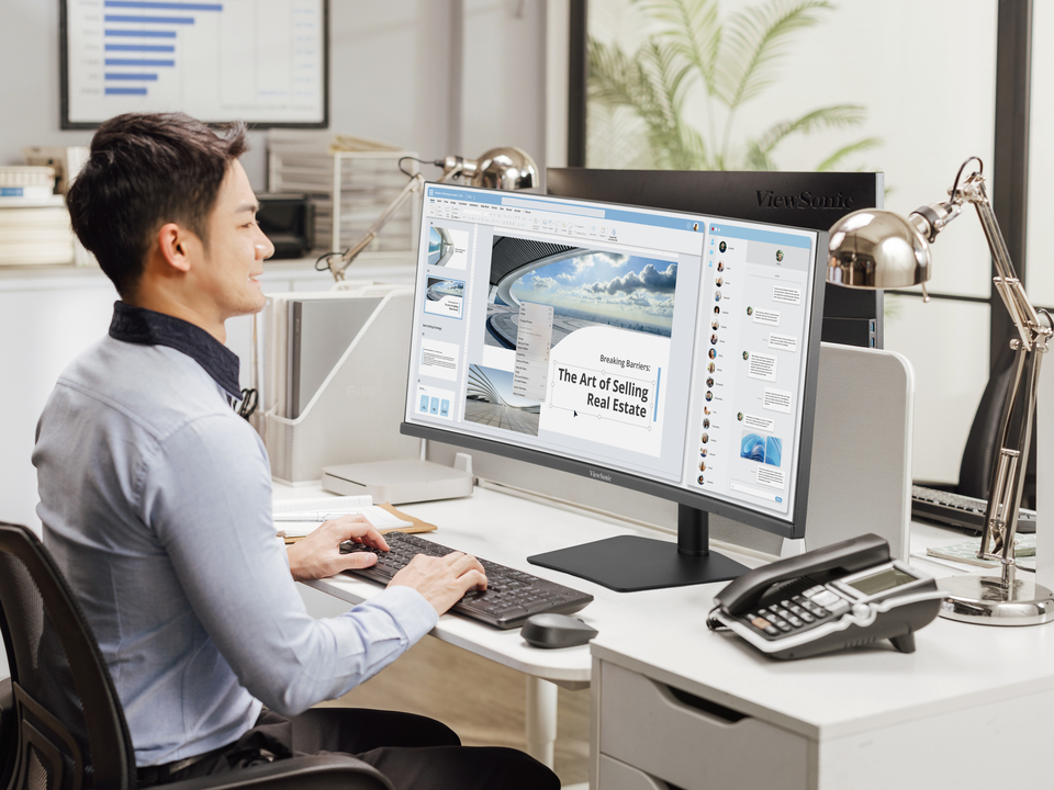 Poste de travail ergonomique avec une solution à câble unique 1